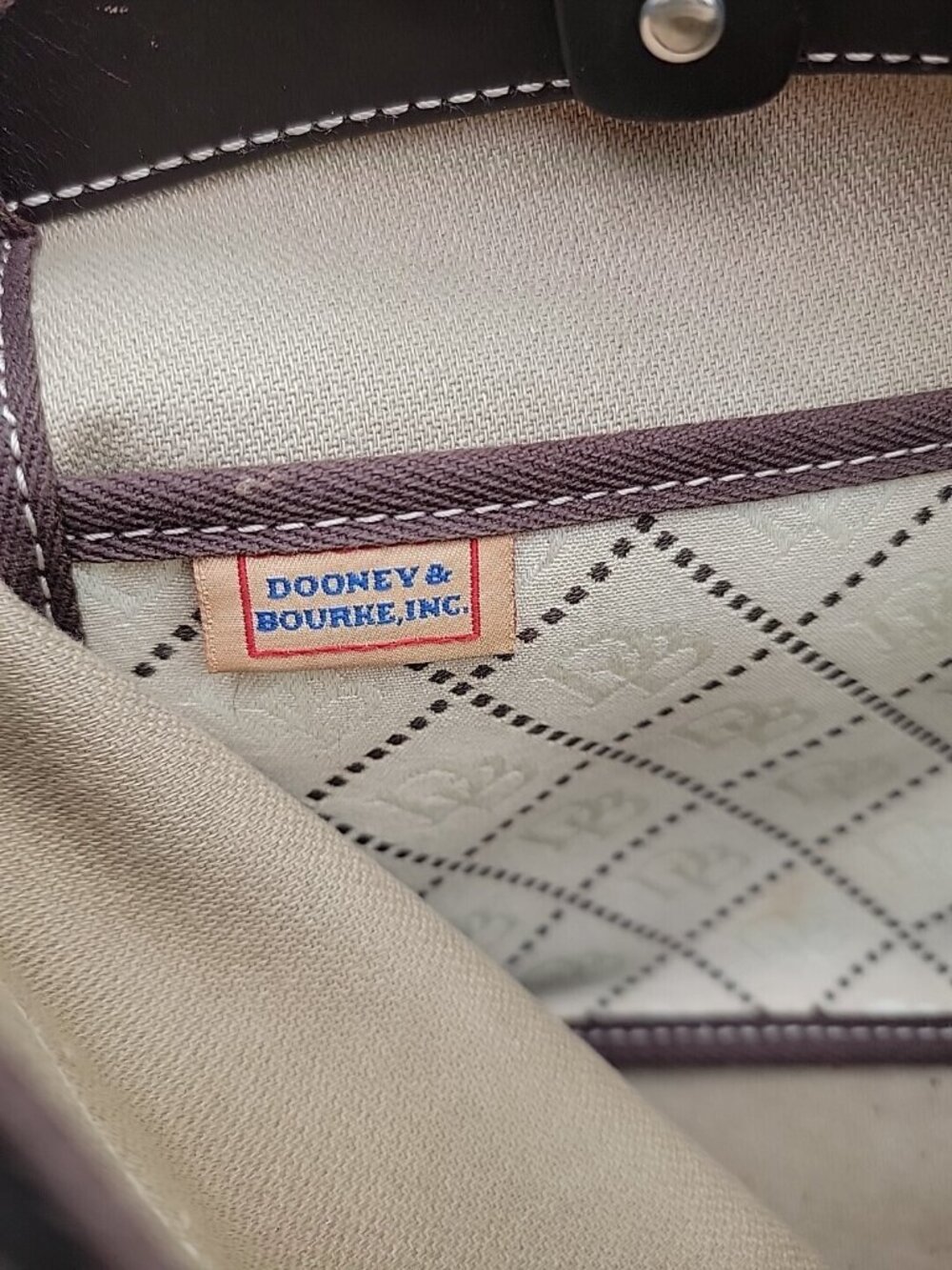 Vintage Dooney & Bourke Signature Tassel Tote Bag Jacquard Monogram Satchel - Picture 13 of 16
